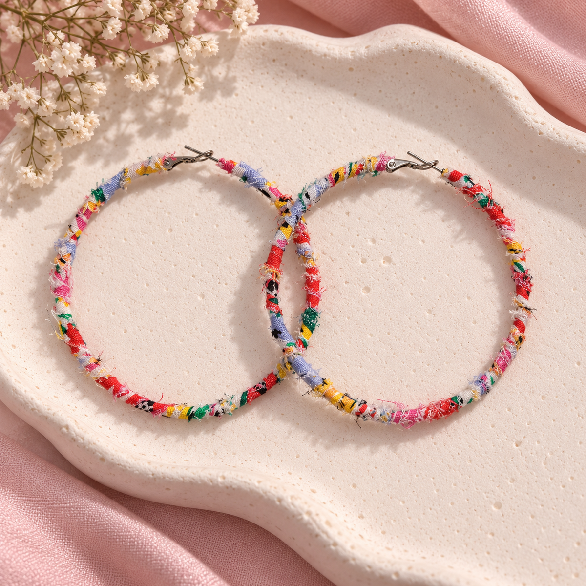 Colorful Bloom Hoop Earrings