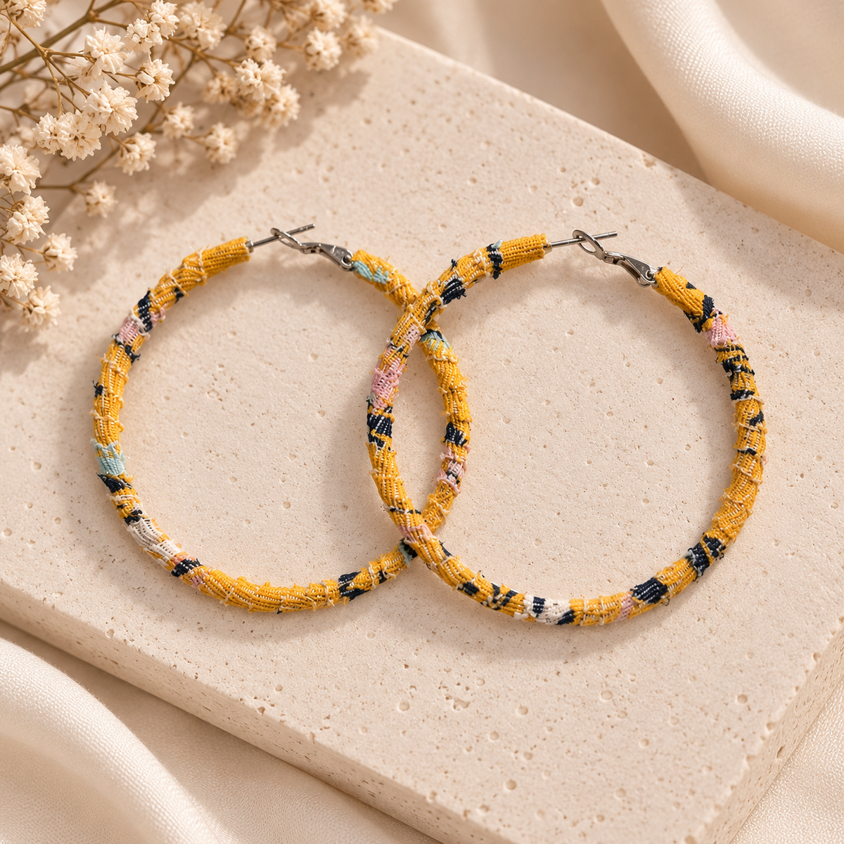Daisy Yellow Hoop Earrings