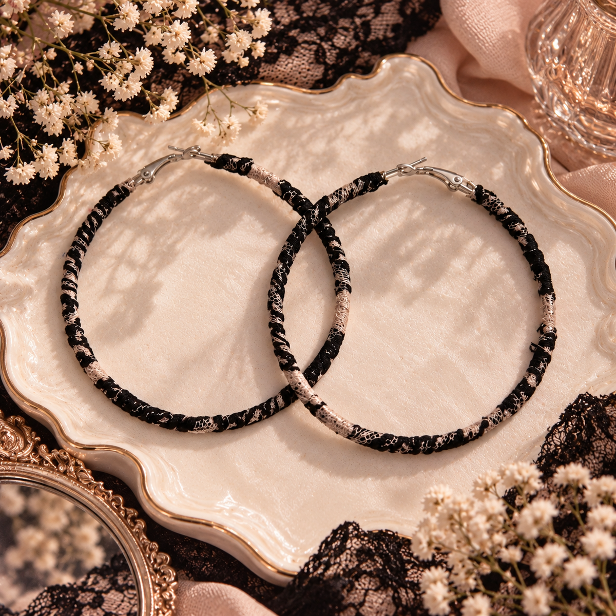 Midnight Lace Hoops